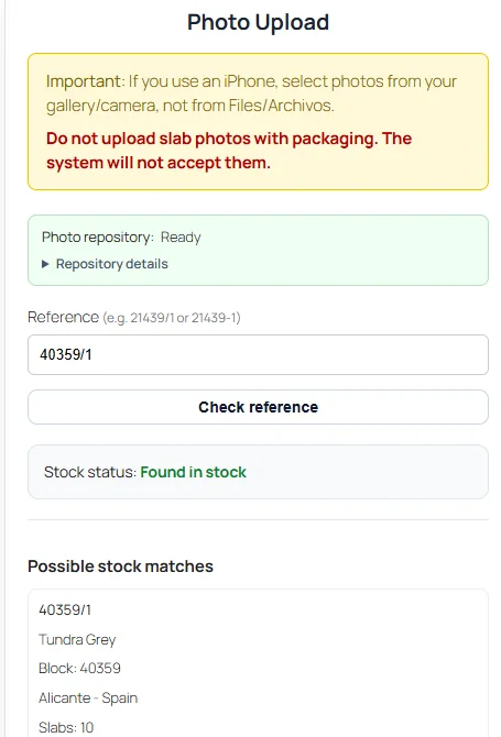 Match package reference to stock